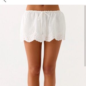Peppermayo White Mini Skirt with Lace Trim